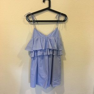 Zara | Dresses | Zara Blue Ruffle Mini ...